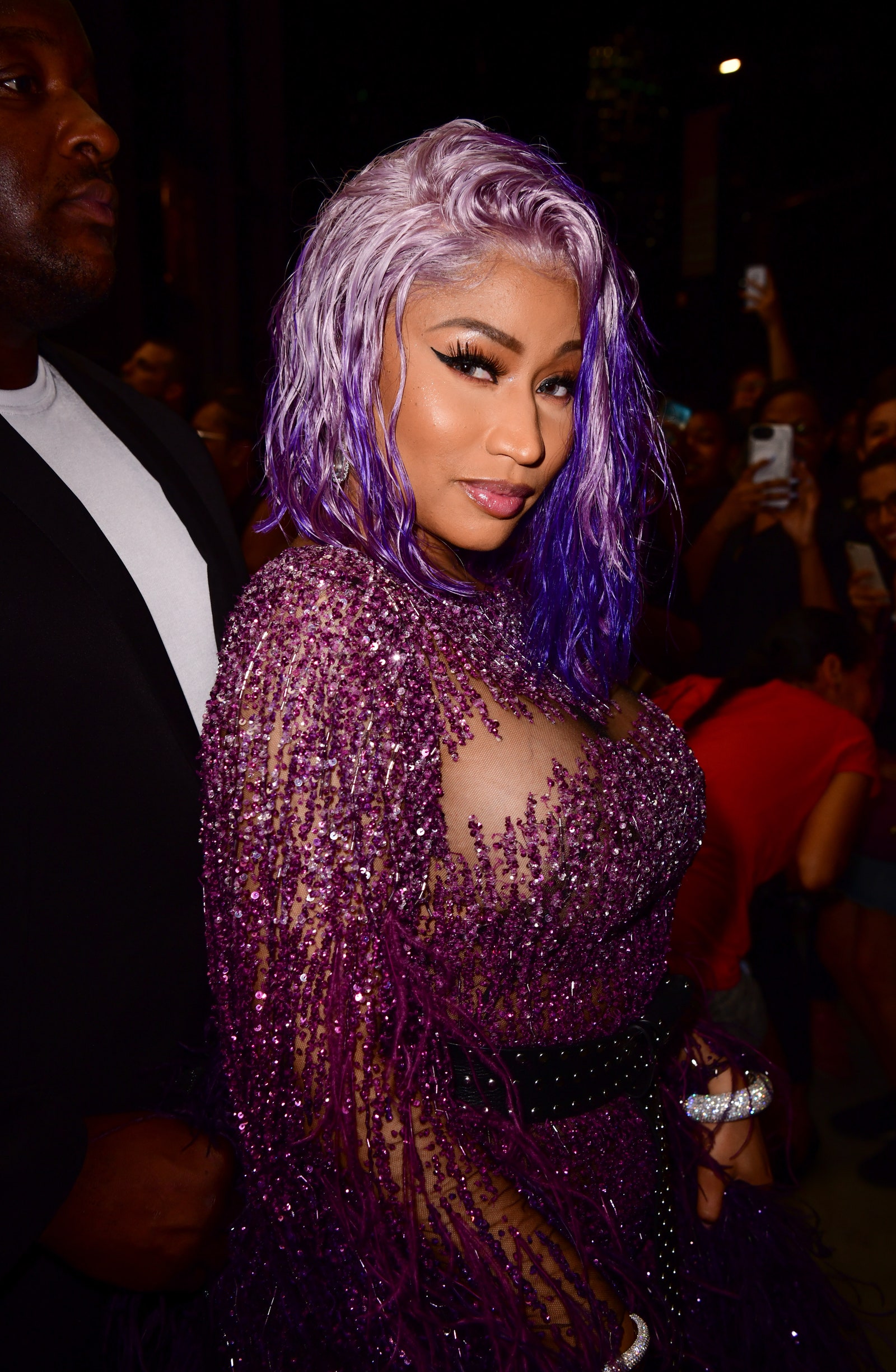 Nicki Minaj New York Fashion Week Purple Ombr Wig