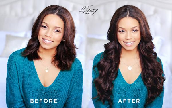 before and after with hair extensions