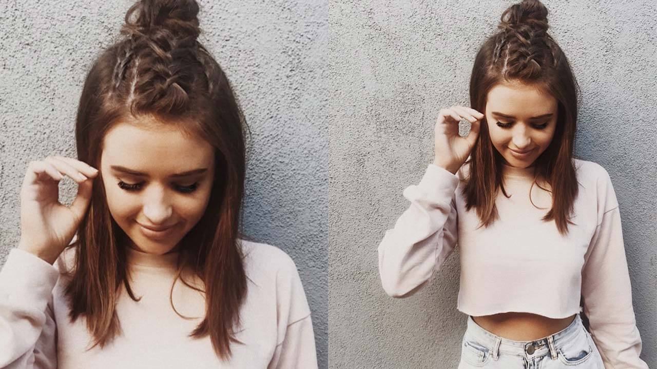 Short Hair Updo: Braided Topknot (Jess Conte Inspired)