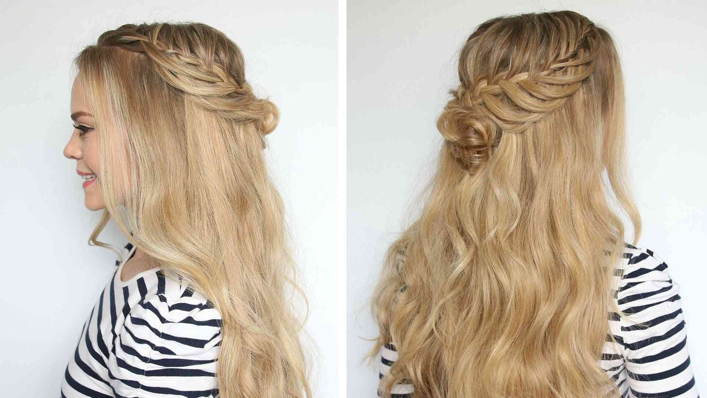Romantic Hairstyle: Half-Up Flower Bun For Prom