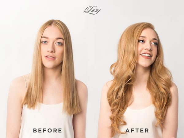 before after clip in hair extensions