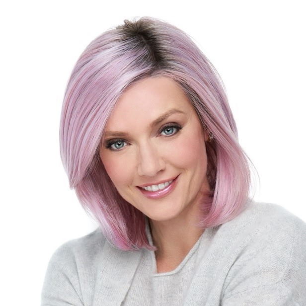 Dark Pastel Bob Length With With Dark Roots