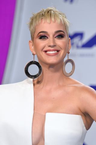 Katy Perry rocking a short hairstyle, a great blonde pixie cut