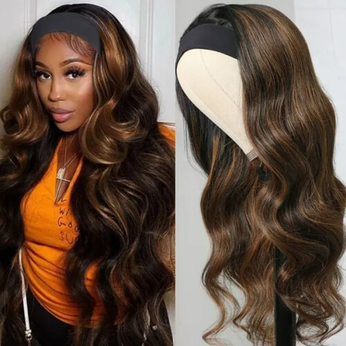HAIRURL Hair Balayage Blonde Highlight Ombre Color Headband Wig Body Wave Glueless Wig for Women Wear and Go Wig 150% Density Bettyou Series