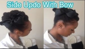 Side Updo With Bow On 4C Natural Hair