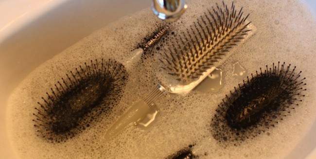 clean hair brushes