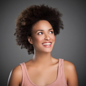 Woman with kinky natural hair