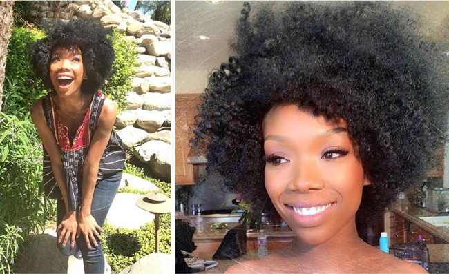 Brandy rocks her natural fro