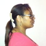 Ponytail with white bow clip