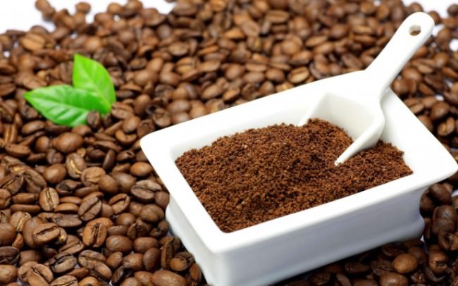 Freshly ground coffee beans