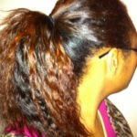 Ponytail on blow dried braid out natural hair