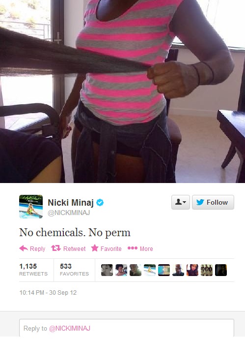 Nicki Minaj natural hair no chemicals no perm