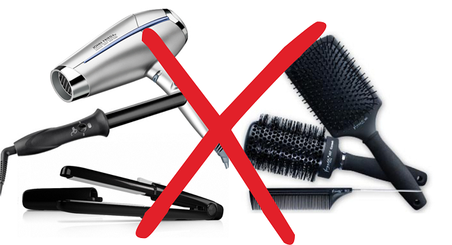 No heat tools combs or brushes