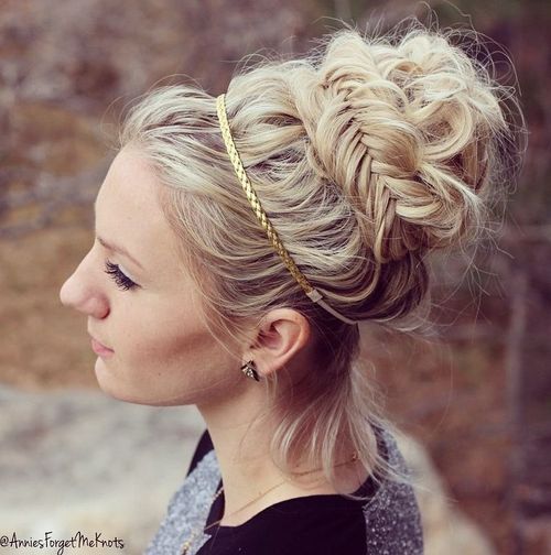 Messy Greek Updo with Fishtail