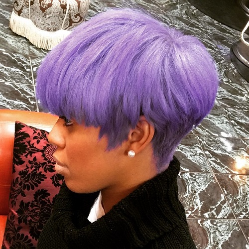 Short Pastel Purple Hairstyle for Black Women