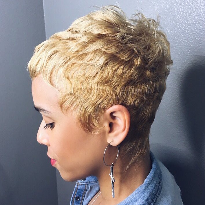 Short Blonde Hairstyle For Black Women