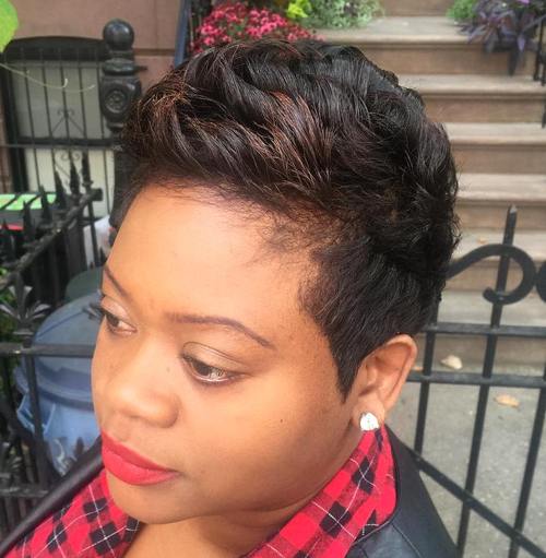 short black haircut with subtle highlights