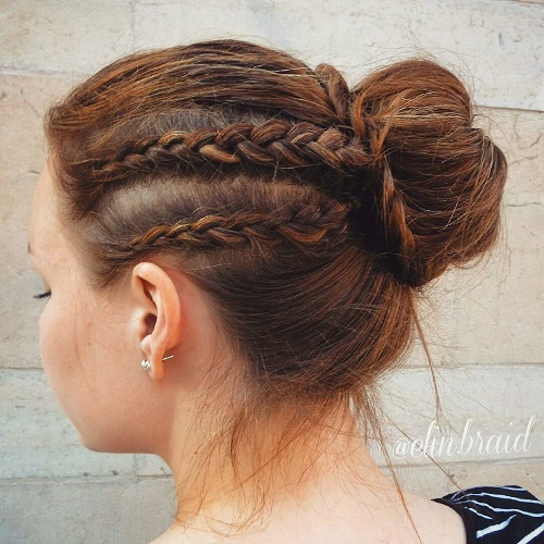 Two Braids and a Bun Updo