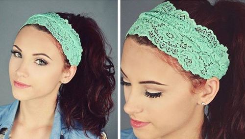 wavy ponytail with a lace headband