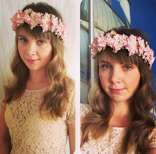 simple hairstyle with a flower headband