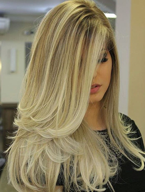 Long Blonde Ombre Blowout Hairstyle