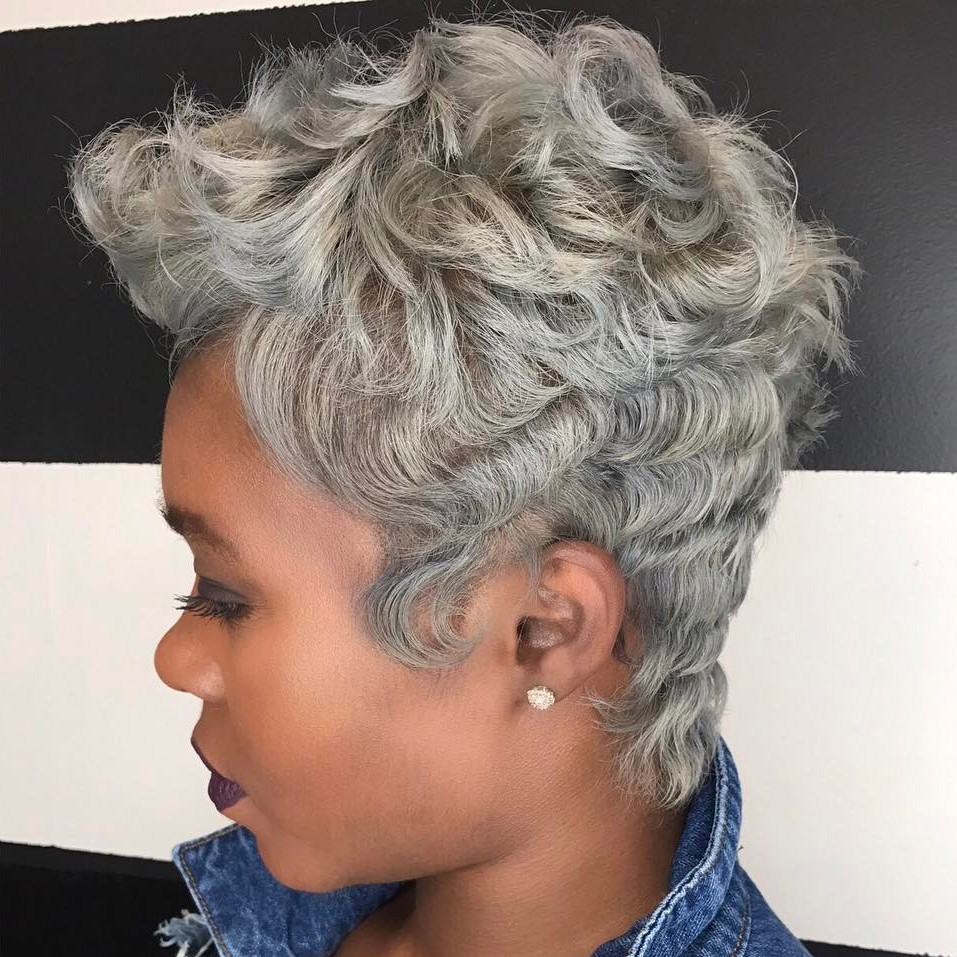 African American Ash Blonde Curly Pixie