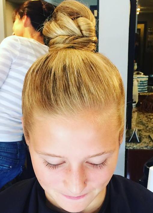 blonde twisted top knot