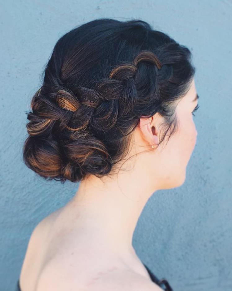 Side Braid And Low Bun Updo