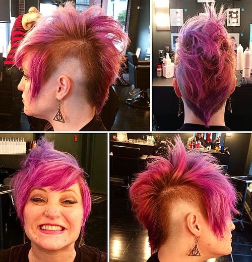 punk pink mohawk with undershaves
