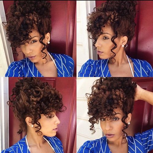 Curly updo with bangs