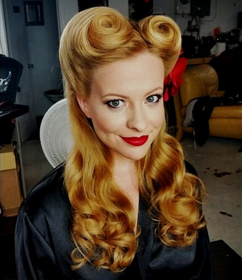 half up victory rolls pin up updo