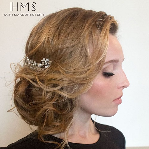 Curly Blonde Side Bun For Fine Hair