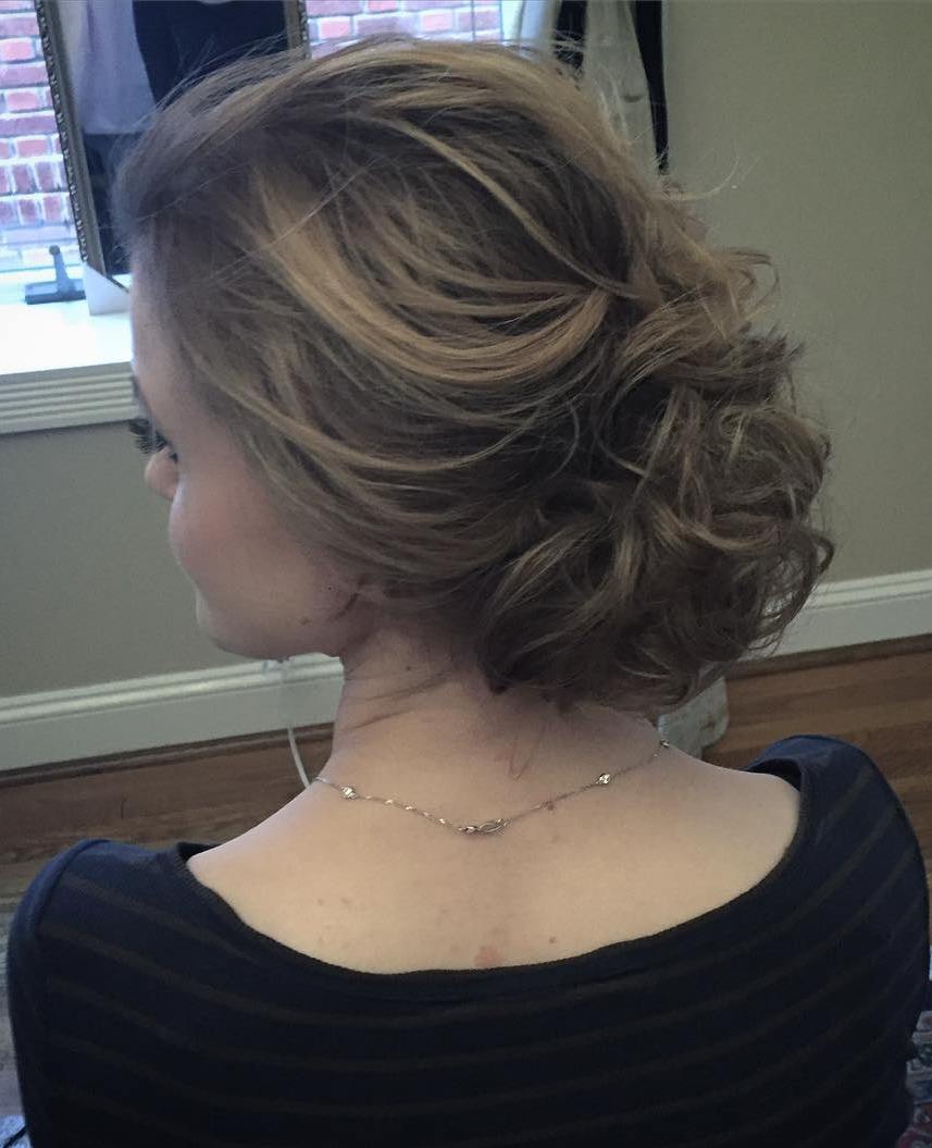 Low Curly Messy Updo For Fine Hair