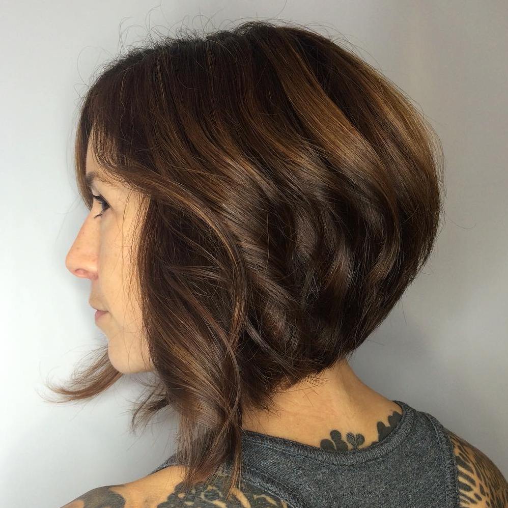 Curly Stacked Brown Bob