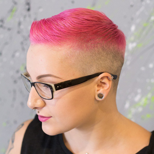 Pink And Blonde Extra Short Hairstyle