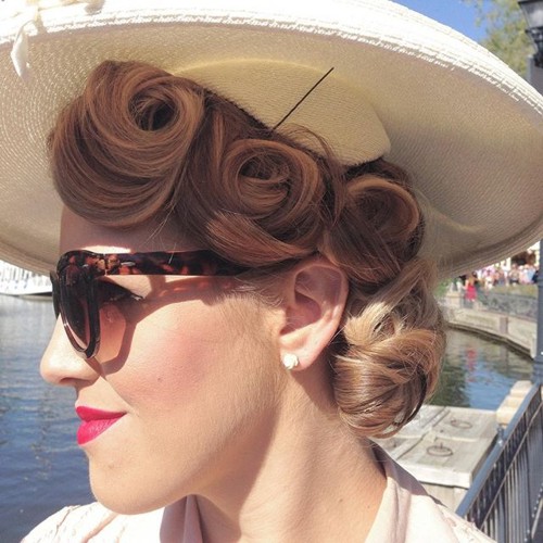 curly blonde pin up updo