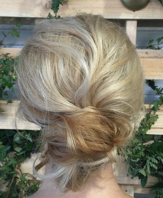 Low Messy Blonde Updo