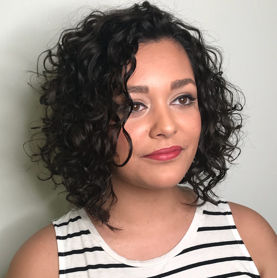 Side-Parted Curly Angled Bob