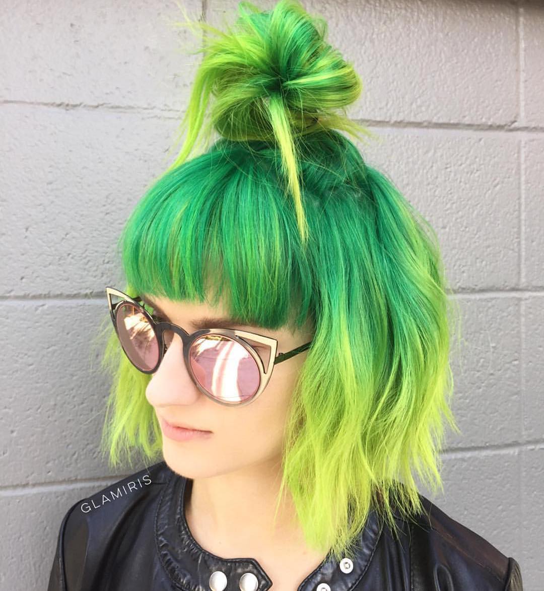 top knot for short green hair
