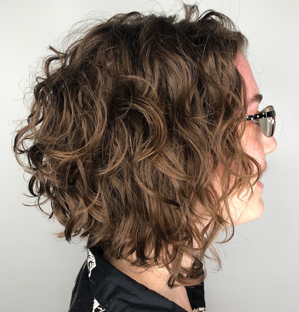 Scrunched Curly Inverted Bob
