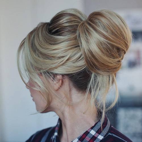 blonde messy top knot