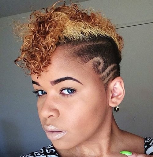 curly dyed mohawk for black women