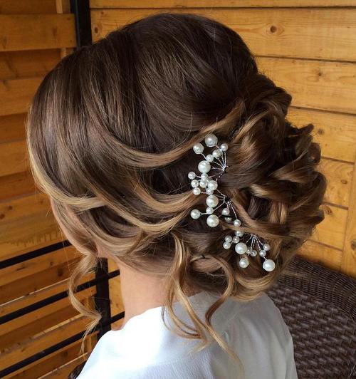 loose curly updo for wedding