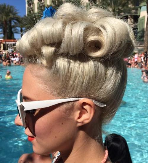 blonde curly pin up updo