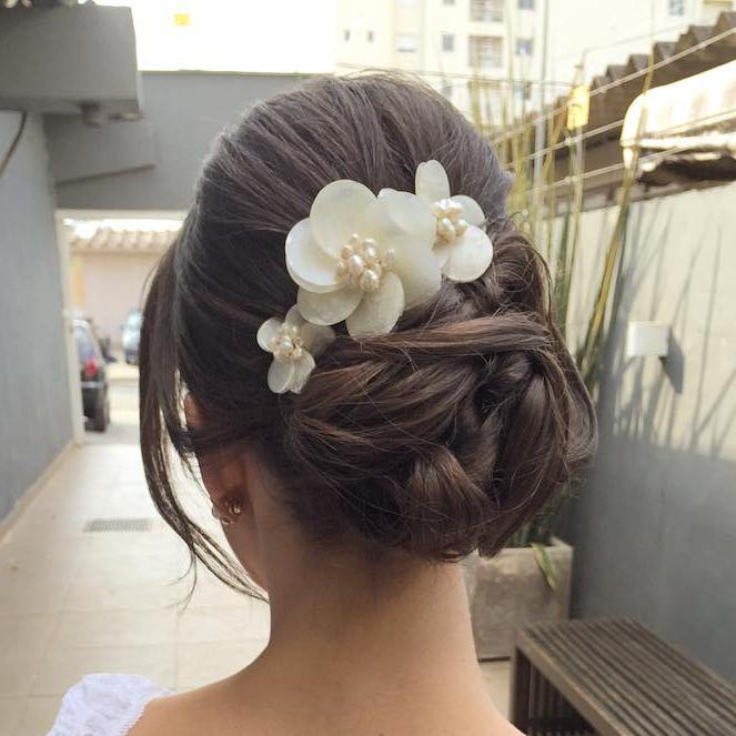 Bridal Bun Updo With Flowers