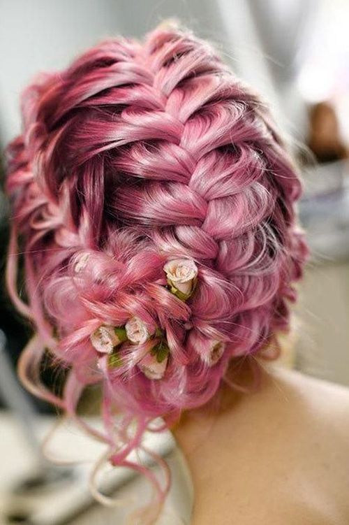 loose braided updo with rose buds