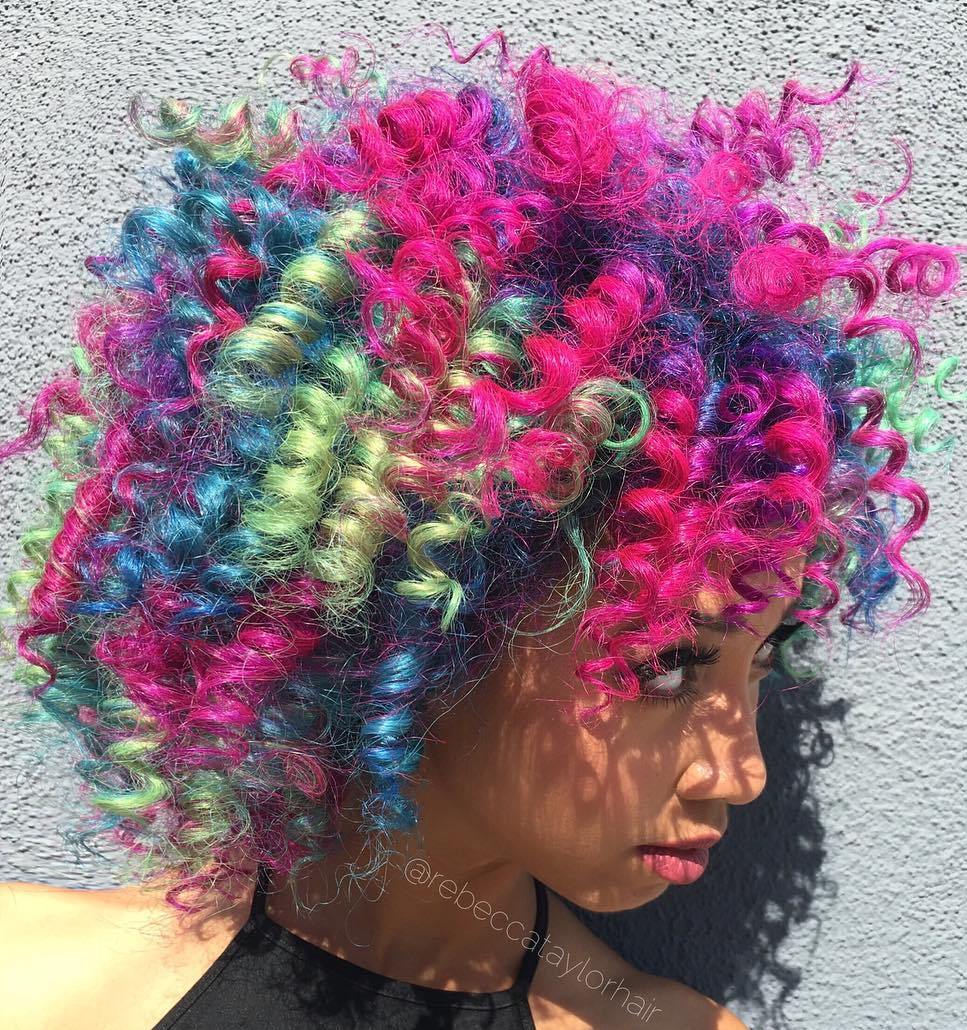 Multi-Colored Natural Curly Hairstyle
