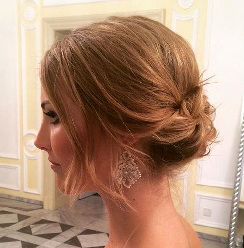 loose low updo for short hair