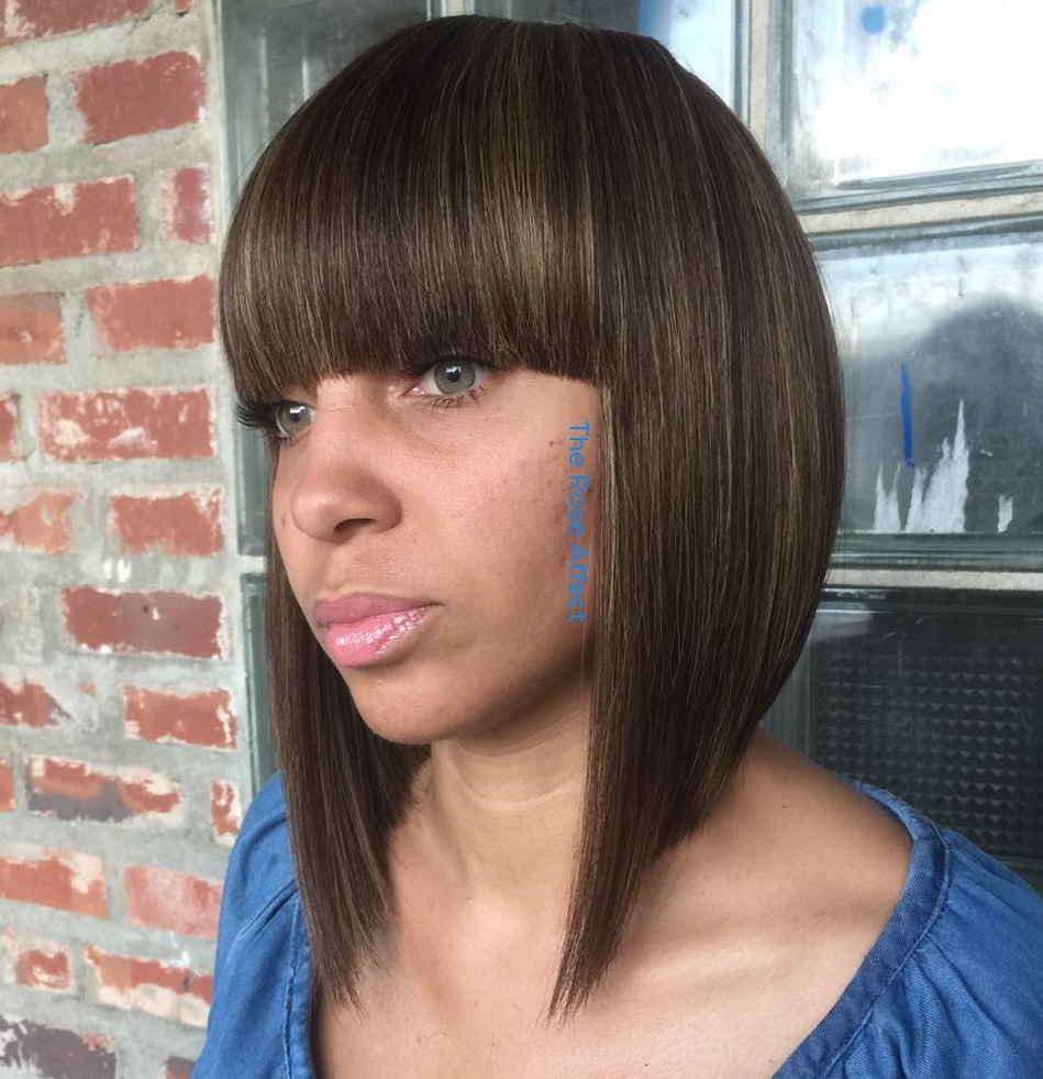 inverted bob with bangs for black women