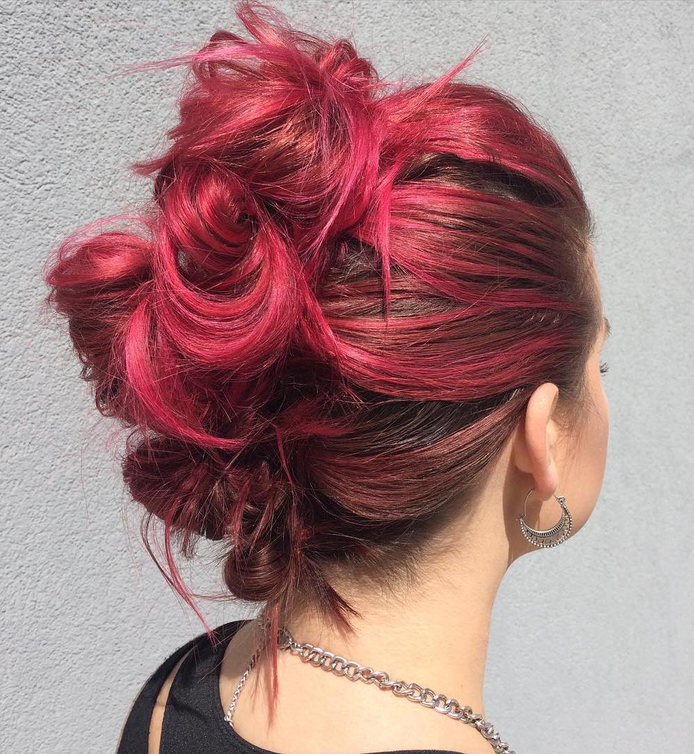 messy knotted mohawk updo